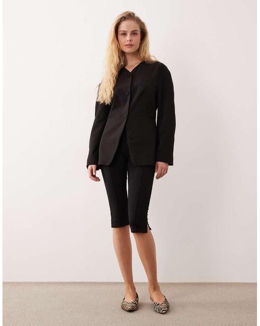 Miss Selfridge Black Collarless Cinch Blazer
