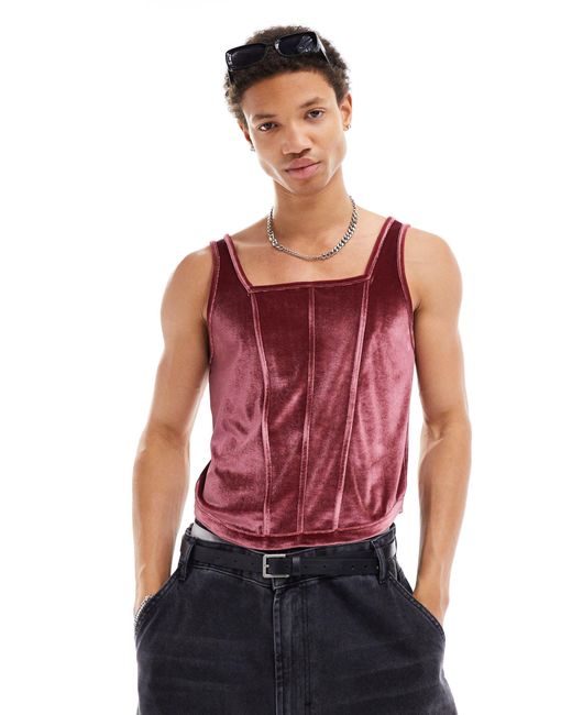 ASOS Red Muscle Fit Cropped Corset for men