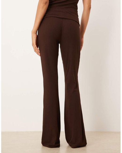 ASOS Brown Mix & Match Rib Fold Over Trouser