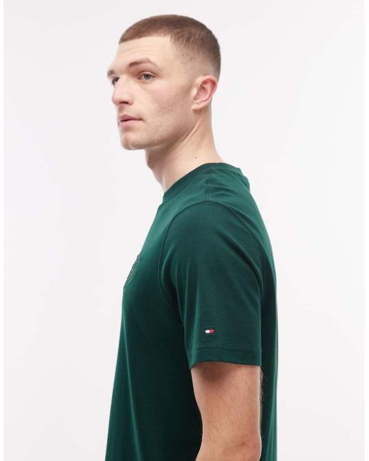 Tommy Hilfiger Green Script Interlock T-Shirt for men