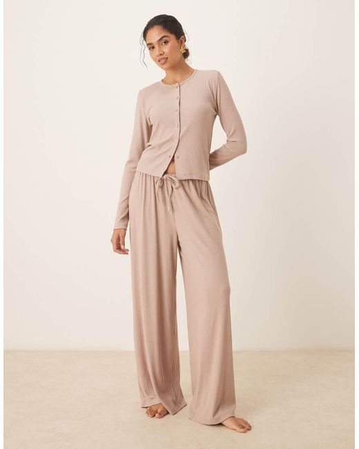 ASOS Natural Lounge Mix & Match Ribbed Cardigan
