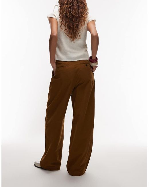 ARKET Brown Pleated Wide Leg Cord Trousers With Tailored Waistband