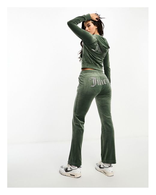 Juicy Couture Green – velours-jogginghose mit geradem schnitt
