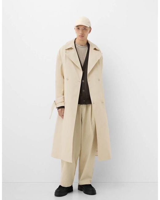 Bershka Natural Collection Premium Trench Coat for men