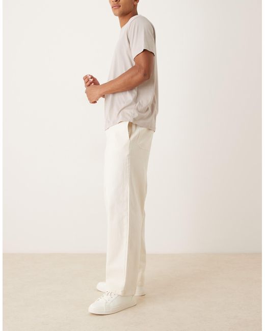 ASOS Natural Loose Straight Trousers for men