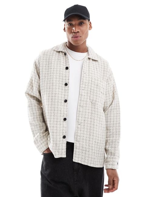 Jack & Jones White Textured Overshirt for men