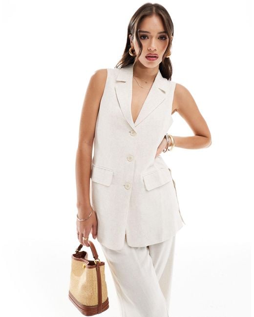Style Cheat White Linen Waistcoat