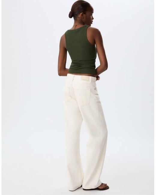Stradivarius White Tall D92 Straight Wide Jeans