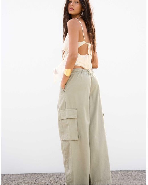 Pull&Bear Green – balloon fit cargohose