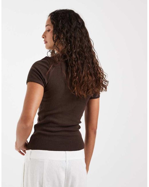 JJXX Brown Fitted Pointelle Top