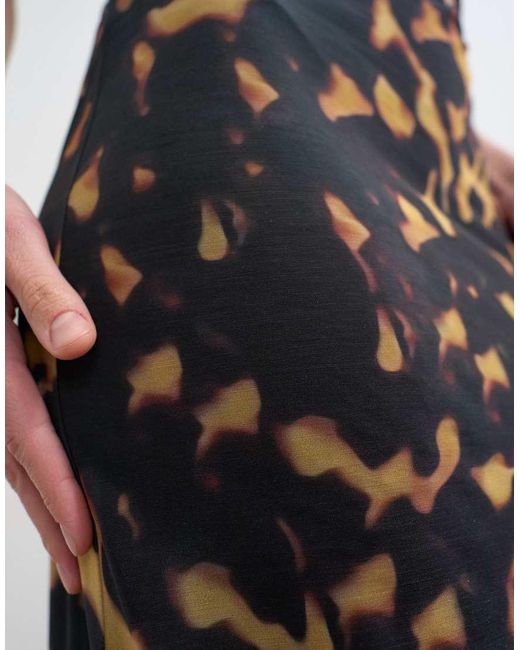 TOPSHOP Black Tortoise Shell Animal Print Mesh Maxi Skirt
