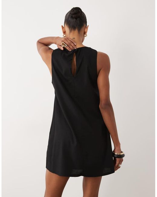Fashionkilla White Exclusive Linen Look Smock Mini Dress