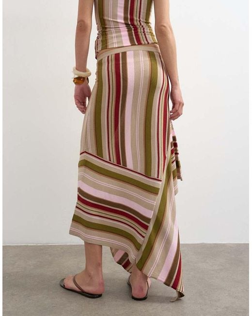 TOPSHOP Green Knitted Stripe Full Skirt Co-ord