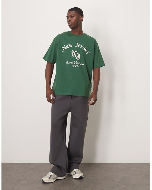 ASOS Green Oversized T-shirt With Front City Graphic for men