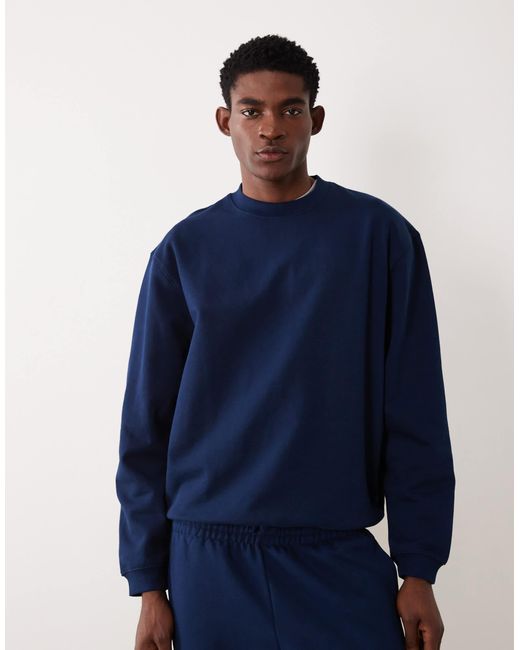 ASOS Blue Circular Design Collection Heavyweight Oversized Sweatshirt for men