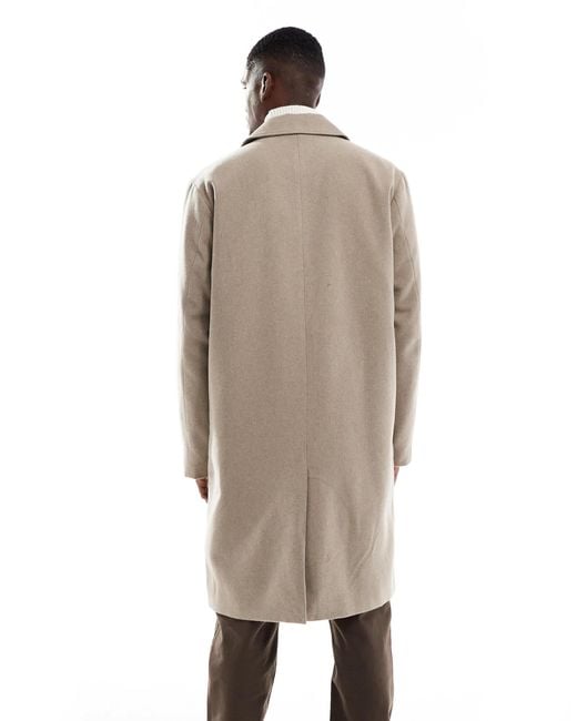 Jack & Jones Natural Wool Look Longline Overcoat for men
