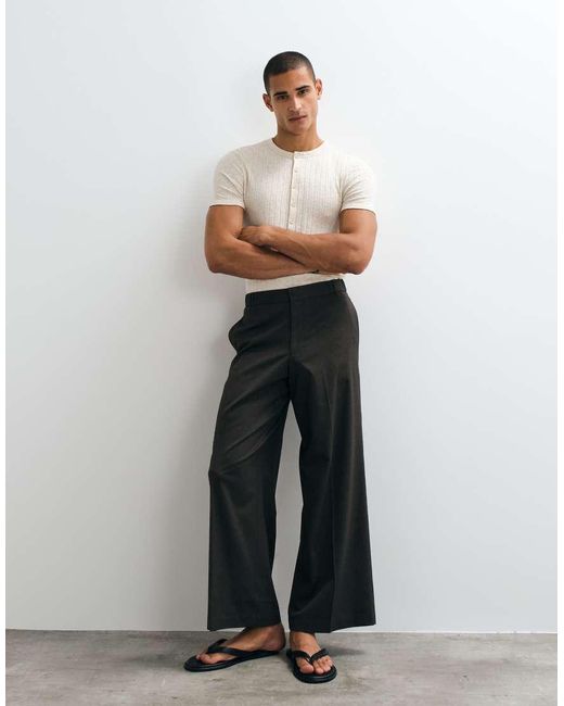 ASOS White Muscle Fit T-shirt With Henley for men