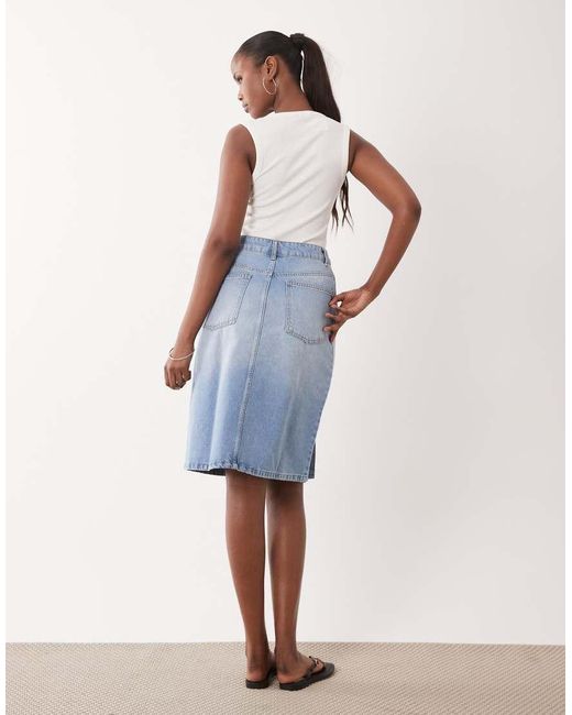 ASOS Blue Low Waist Denim Pencil Skirt