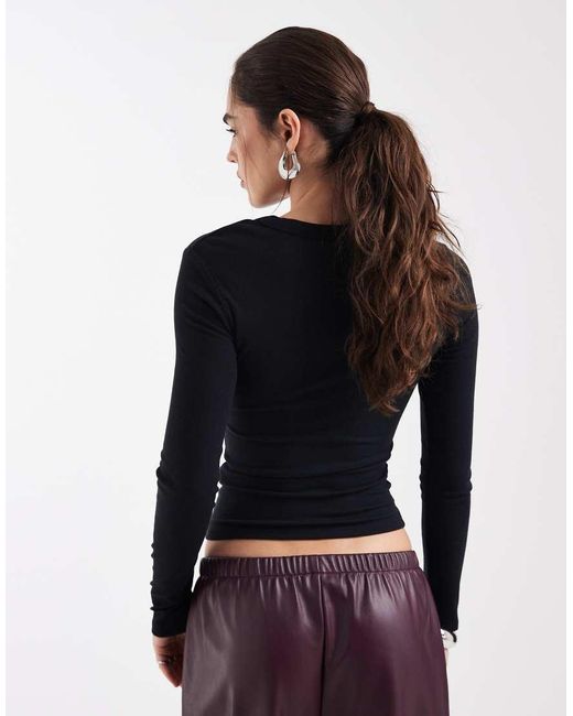 ASOS Blue Soft Longline Long Sleeve Shrunken Tee