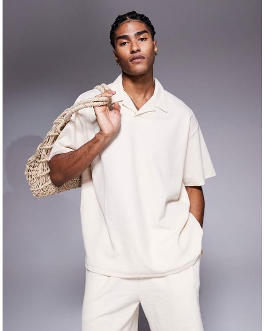 ADPT Gray Split Neck Texture Polo Shirt for men