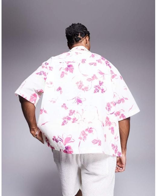 ASOS White Oversized Shirt With Floral Print for men