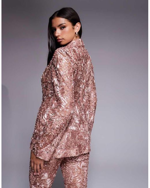 ASOS Pink Lace Tailored Blazer Co-ord