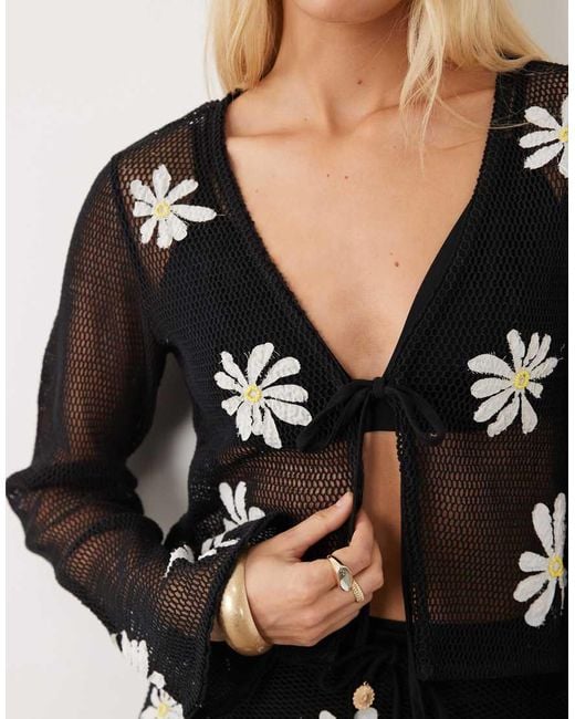 River Island Black Daisy Crochet Motif Cardigan