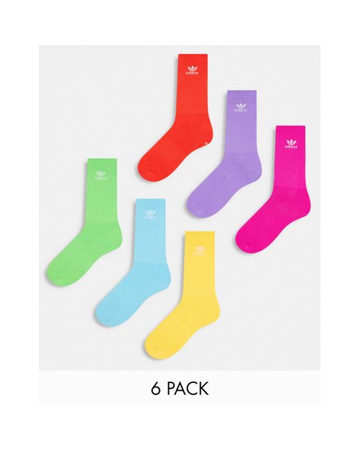Adidas Originals Pink Trefoil 6-pack Crew Socks for men