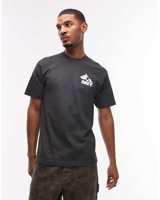 Obey Blue Animals Graphic T-Shirt With Back Print for men