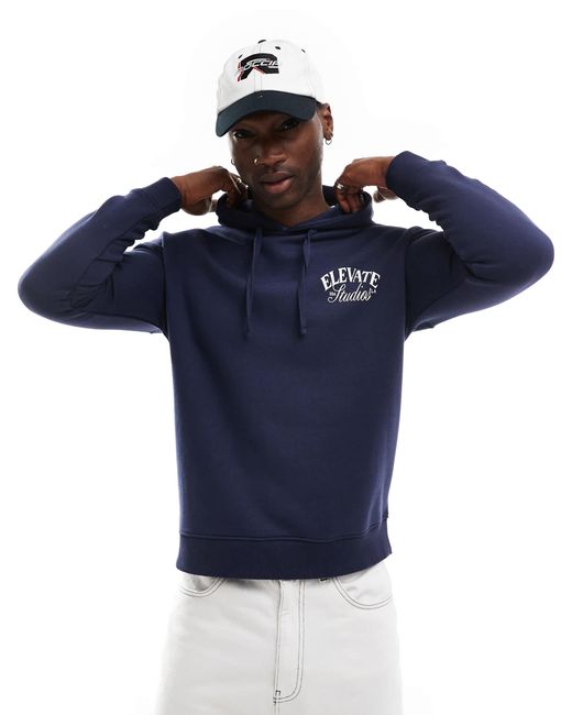 Another Influence Blue Elevate Oversized Hoodie for men