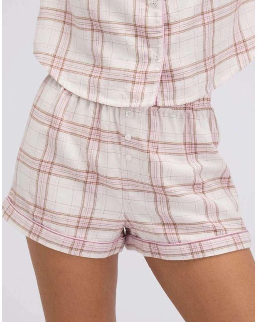 Boux Avenue Multicolor Checked Woven Short Pyjama Set With Revere Long Sleeve Top