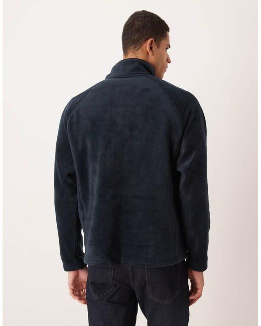 ASOS Blue Relaxed Funnel Neck Quarter Zip Fleece Sweatshirt for men