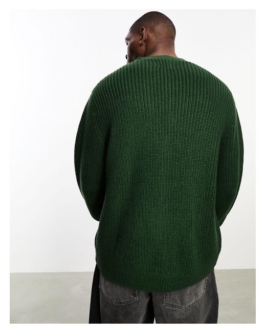 ASOS Oversized Knitted Fisherman Rib Cardigan in Green for Men | Lyst Canada