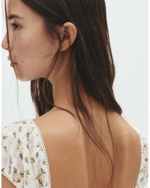Pull&Bear White – kurzes, strukturiertes kleid