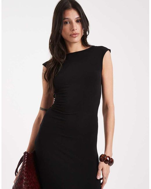 Noisy May Ruche Detail Blackless Midaxi Dress