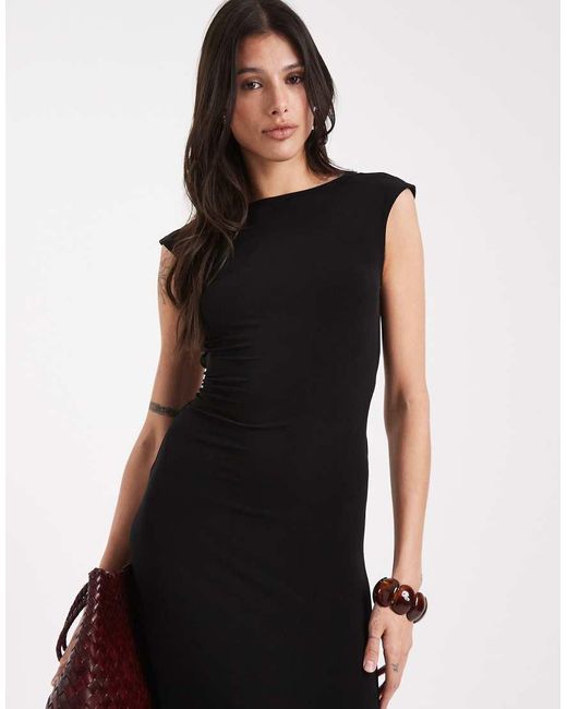 Noisy May Ruche Detail Blackless Midaxi Dress