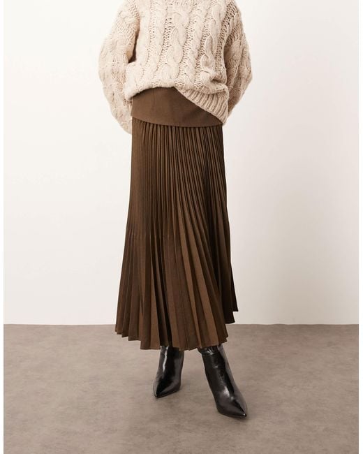 ARRANGE Natural Premium Pleated Tailored Maxi Skirt