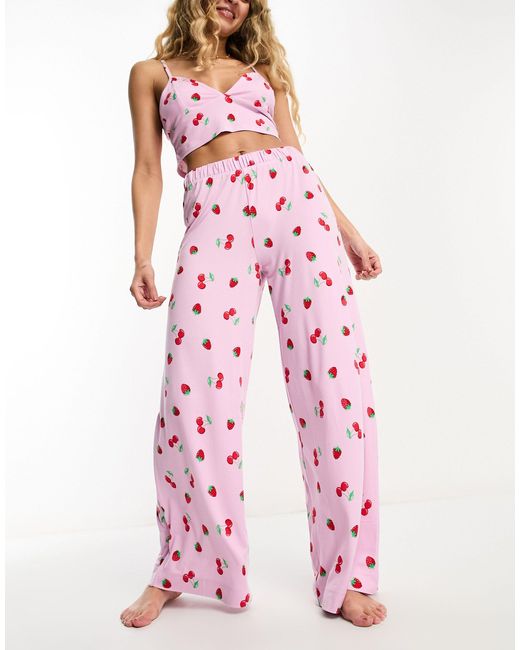 Chelsea Peers Crop Bralette Pyjama Set in Pink Lyst
