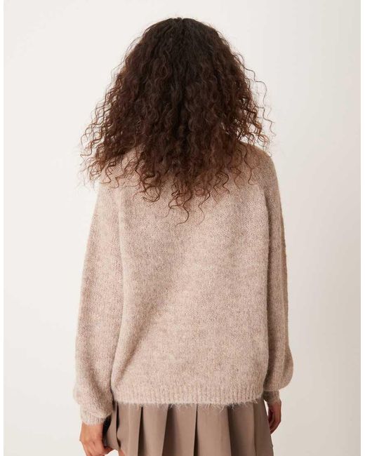 Jdy Natural High Neck Textured Knitted Jumper