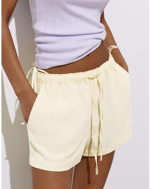 Pull&Bear Natural Linen Blend Shorts