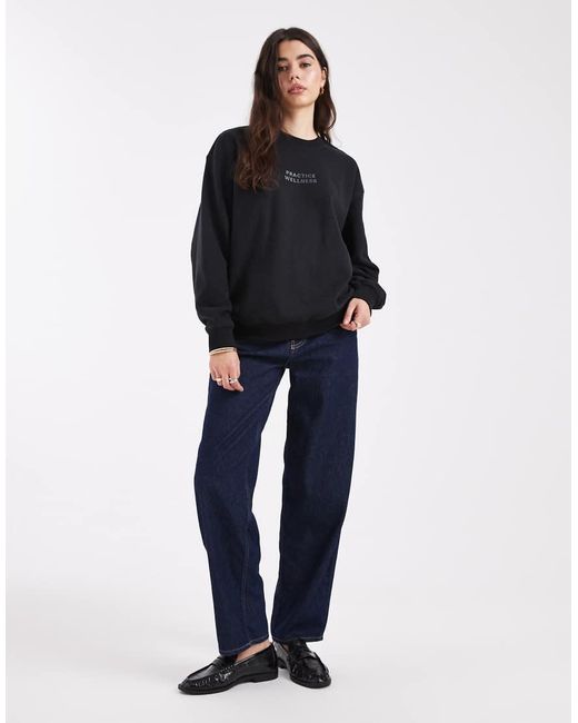 Cotton On Blue Plush Graphic Crew Sweatshirt