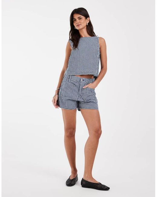 Gap Blue Seersucker Denim Mom Shorts Co-Ord