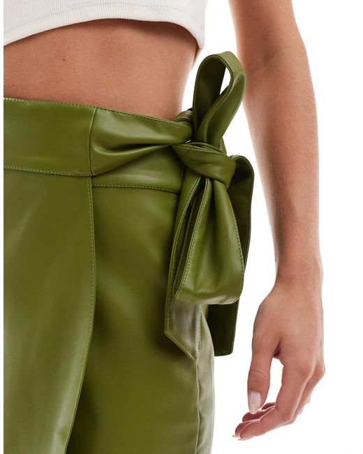 Never Fully Dressed Green Petite Pu Jaspre Mini Skirt