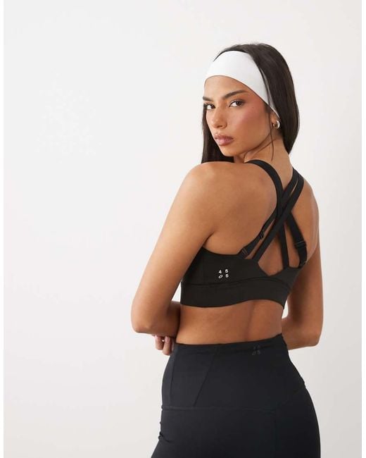 4505 Black Icon Active High Support Scoop Neck Sports Bra With Adjustable Straps