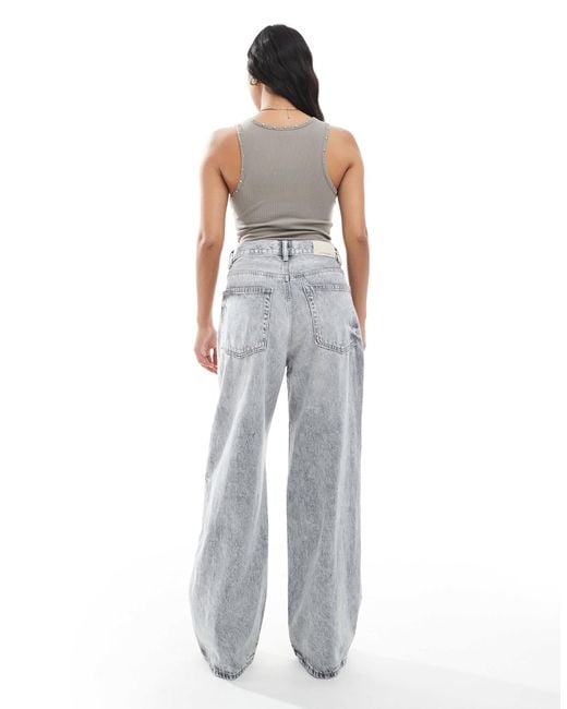 Stradivarius White Petite – d88 – weite jeans