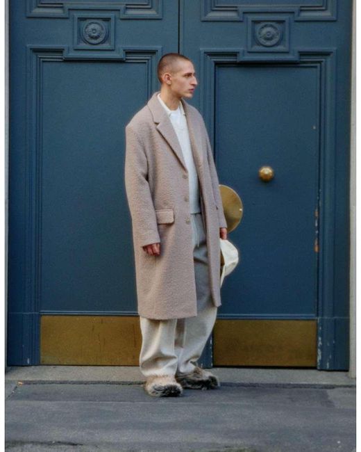 Bershka Blue Collection Longline Overcoat for men