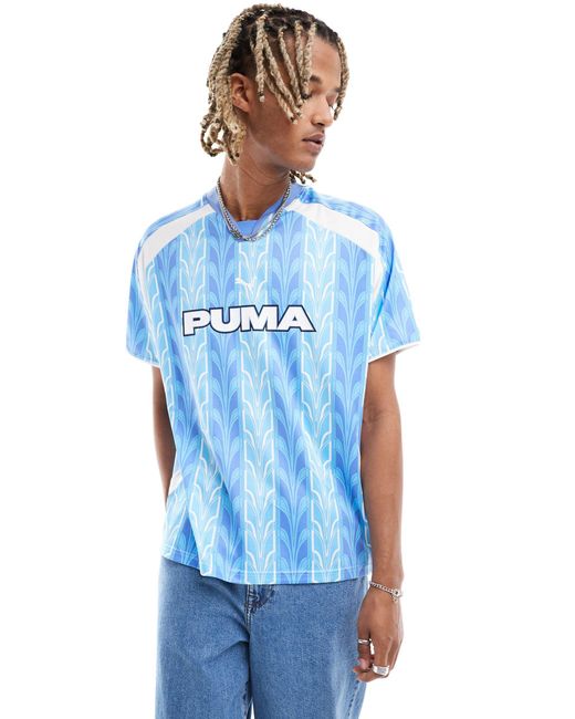PUMA Blue Retro Printed Football Jersey for men