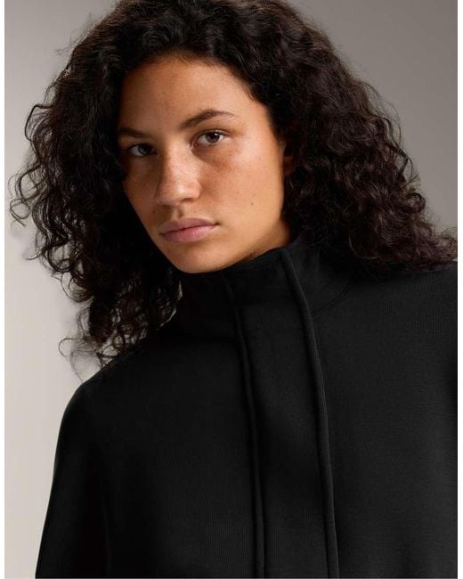 Oysho Black Belted Jacket With Brushed Modal