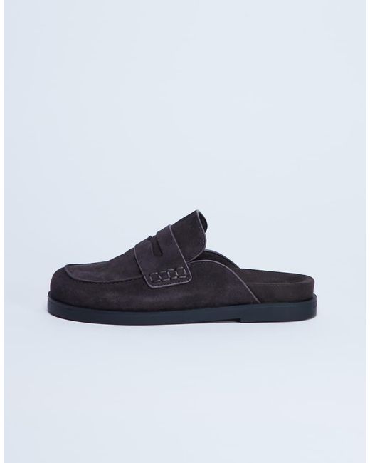 TOPSHOP Blue Addie Real Suede Mule Loafer