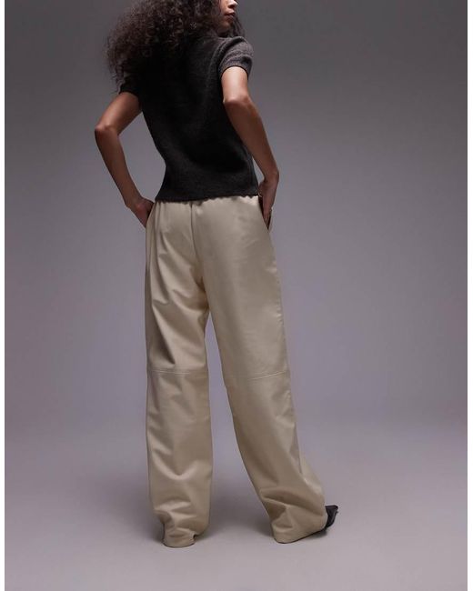 Mango Gray Seam Front Soft Leather Trouser